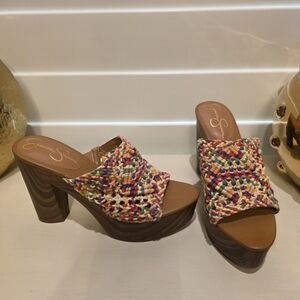 NEW Jessica Simpson Colorful Woven Platform Heels